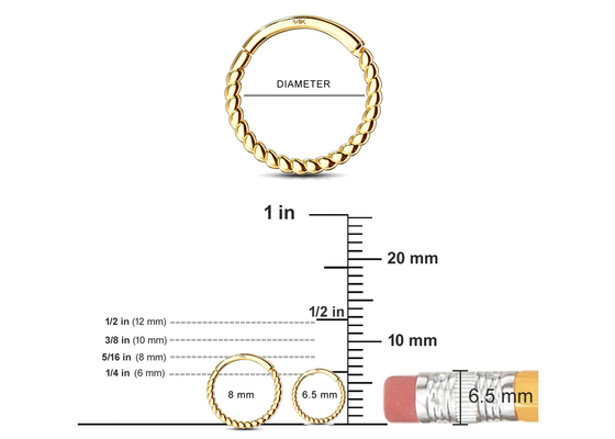 歪んだRope 14k Gold Nose Ring 18G、GiftのためのNose Piercing Clicker