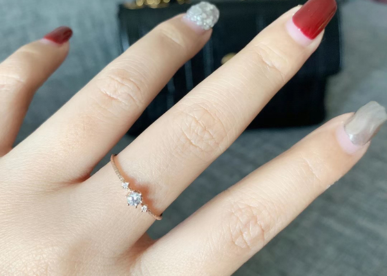 爪Setting 14k Gold Diamond Ring、0.1 Ct Diamond Ring For Gift