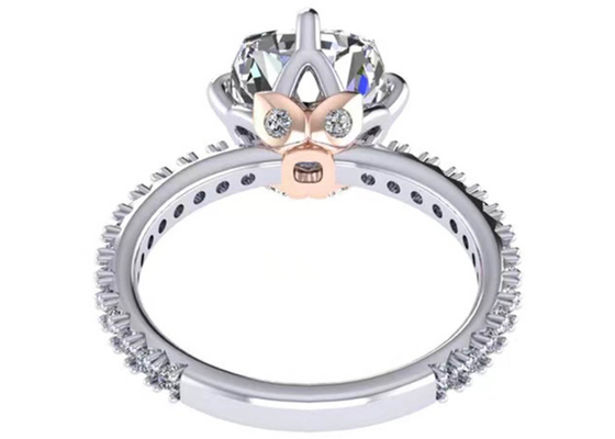 OEM 18k White Gold Diamond Ring、Cushion Cut Engagement Ring 8.13×7.87×5.13mm