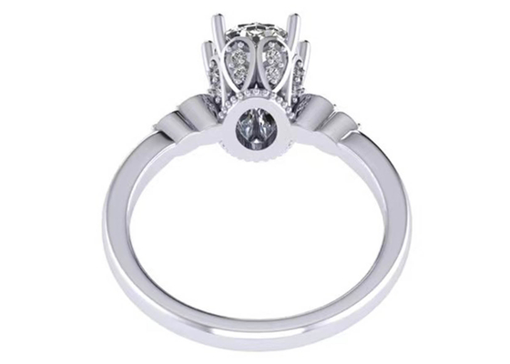 Cut楕円形の18k White Gold Engagement Ring 8.0×6.0mm Dimension ODM