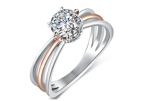 1ct White Moissanite Diamondの2音色9K Silver Ring