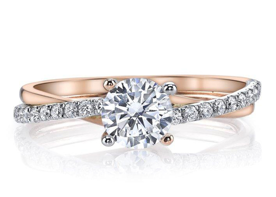 2調子Color 9K Silver Ring With 6mm Moissanite Diamond 0.81ct