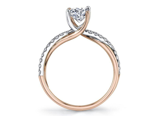 2調子Color 9K Silver Ring With 6mm Moissanite Diamond 0.81ct