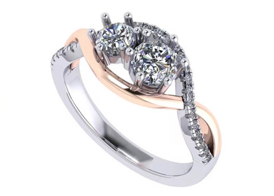 Cut円形の9K Silver Ring 9 Carat Romantic 2 Tone Color ODM For Wedding