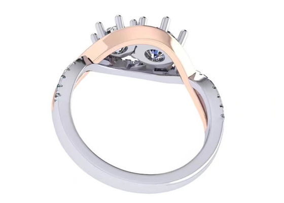 Cut円形の9K Silver Ring 9 Carat Romantic 2 Tone Color ODM For Wedding