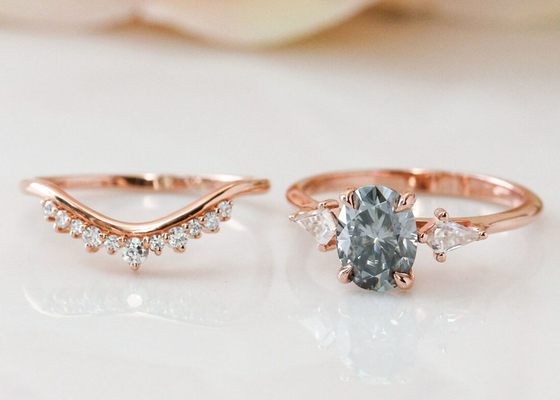 約束ODMのための1ct Lab Grown Moissanite Ring 9K Grey色