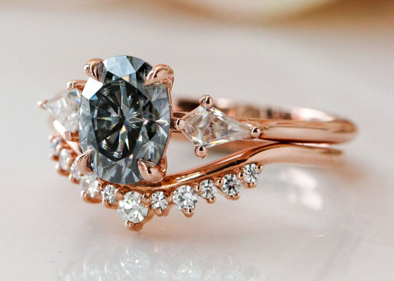 約束ODMのための1ct Lab Grown Moissanite Ring 9K Grey色