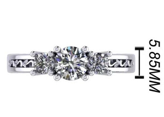 0.8ct 14k Solid Gold Jewellery、Prong Setting RD5.85mm Diamond Three Stone Ring