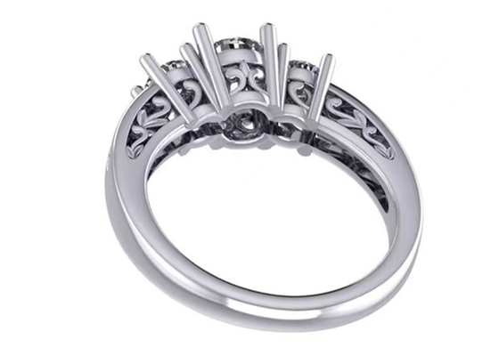 0.8ct 14k Solid Gold Jewellery、Prong Setting RD5.85mm Diamond Three Stone Ring