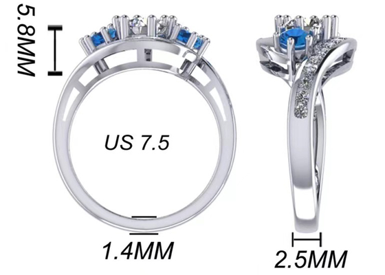 Engagementのための0.8カラットNatural Blue Topaz Ring Prong Setting Type