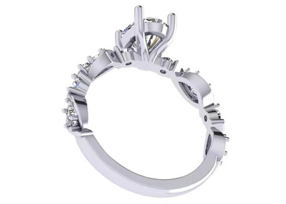 6.4mm 18k White Gold Diamond Engagement Ring、Oval Shape Diamond Ring OEM ODM