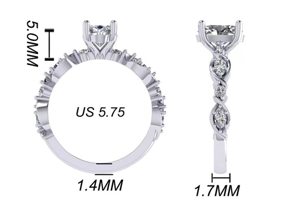 6.4mm 18k White Gold Diamond Engagement Ring、Oval Shape Diamond Ring OEM ODM