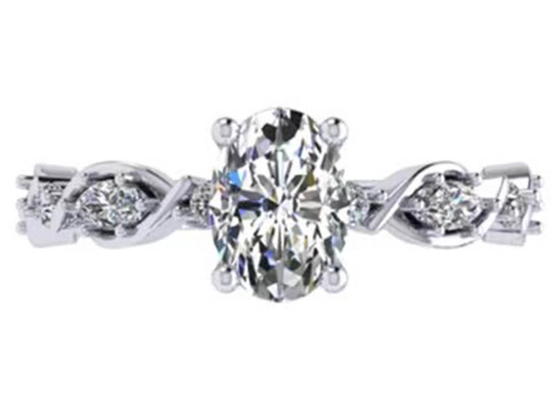 6.4mm 18k White Gold Diamond Engagement Ring、Oval Shape Diamond Ring OEM ODM