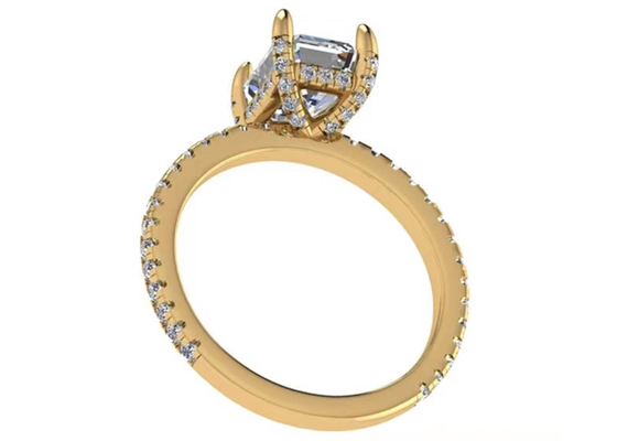 Cutエメラルドの18KローズGold Ring Wiith 7.58×5.83mm Dimension Natural Diamond OEM