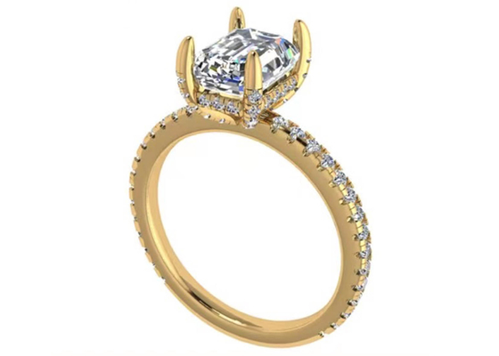 Cutエメラルドの18KローズGold Ring Wiith 7.58×5.83mm Dimension Natural Diamond OEM
