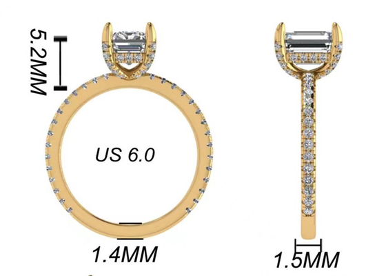 Cutエメラルドの18KローズGold Ring Wiith 7.58×5.83mm Dimension Natural Diamond OEM