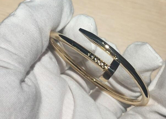 幅3.5mm 18k Yellow Gold Bracelet、EngagementのためのJuste国連Clou Bangle