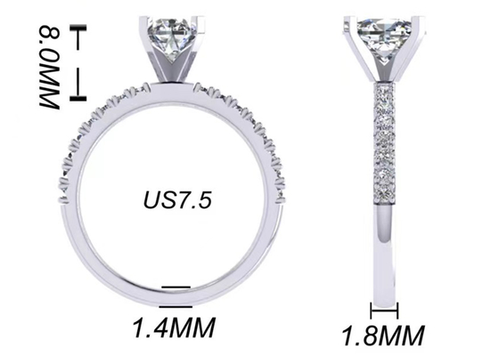 円形Cut 1.5 Carat Oval Diamond Ring 2.45g Weight OV8×6MM Size For Engagement