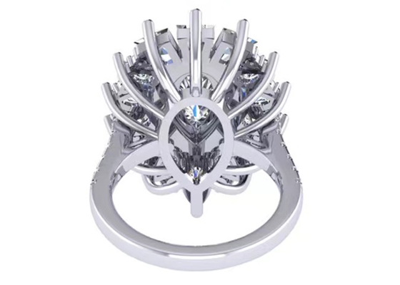 1.5ct 49pcsの古典的なハローのダイヤモンドの婚約指輪のホワイト ゴールド色はODMをめっきした