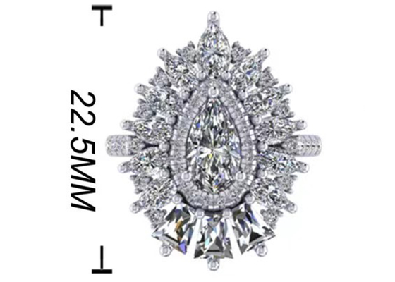 1.5ct 49pcsの古典的なハローのダイヤモンドの婚約指輪のホワイト ゴールド色はODMをめっきした