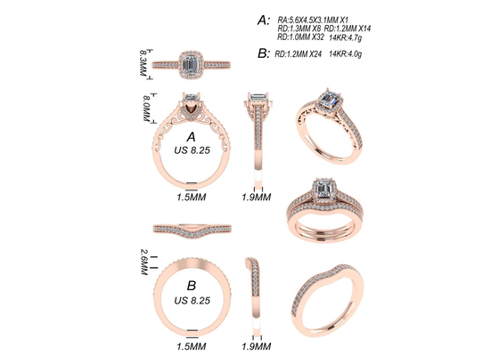 0.8ct 14K純金Jewelleryは、婚約指輪金の置いたRA5.6×4.5MMを上がった