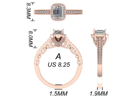 0.8ct 14K純金Jewelleryは、婚約指輪金の置いたRA5.6×4.5MMを上がった