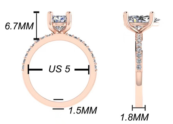 ナシCut 18kローズGold Wedding Ring Engagementのための10.67x7.23x4.1mm