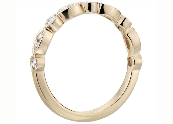 半分Eternity 14K Yellow Gold Band Ring Fancy Cut G-H VS1 0.28ct Claw Setting