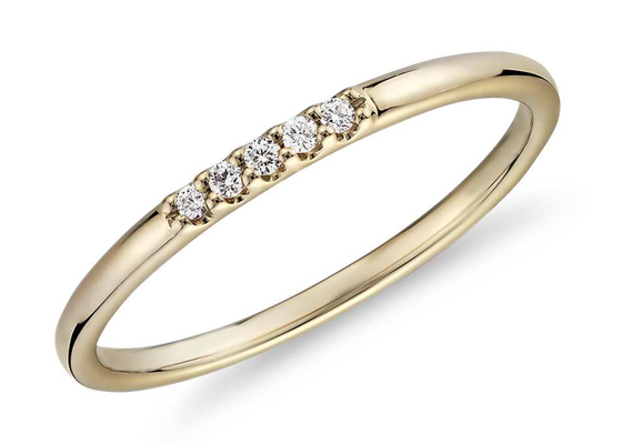 可憐な14K Yellow Gold Jewelry、Matching Stacking 0.05ctのダイヤモンド バンド リングOEM ODM