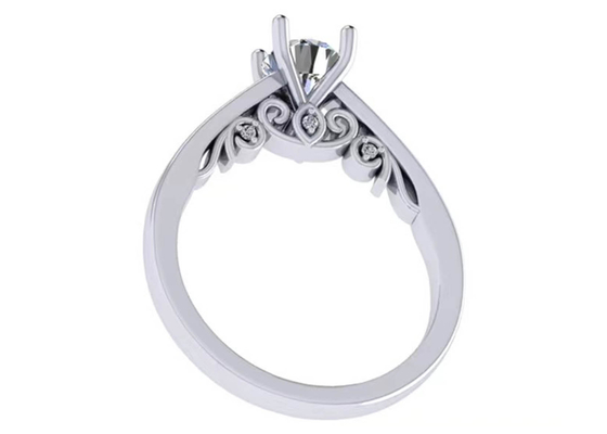 爪Setting 18k White Gold Wedding Ring、GIA 5.35mm Round Brilliant Cut Diamond Ring