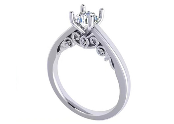爪Setting 18k White Gold Wedding Ring、GIA 5.35mm Round Brilliant Cut Diamond Ring