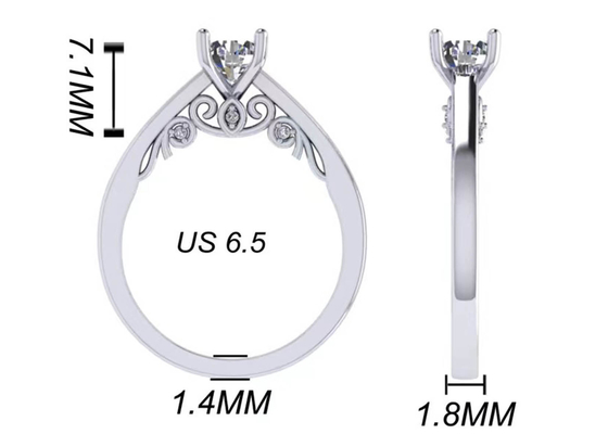 爪Setting 18k White Gold Wedding Ring、GIA 5.35mm Round Brilliant Cut Diamond Ring
