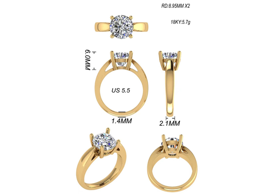 14K Solid Gold Jewellery、Round Cut 2.7ct Natural Solitaire Diamond Ringsを置く手
