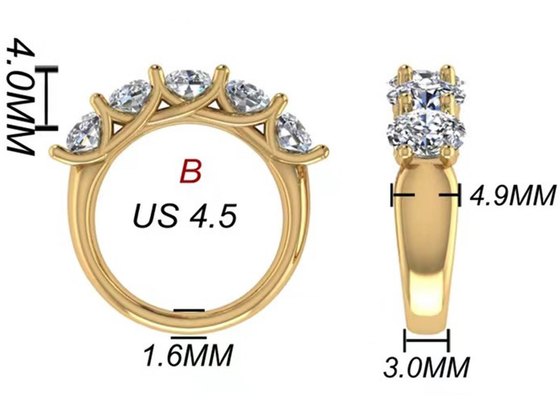 Brilliant楕円形のCut 18k Yellow Gold Engagement Ring 6.43x 4.7x3.03mm ODM