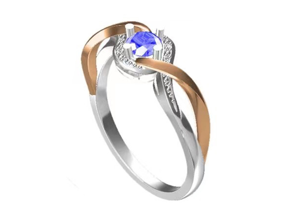 Tanzanite Jewelry 14K Solid Gold JewelleryのクロスオーバーBands RD6.4MM Main Stone