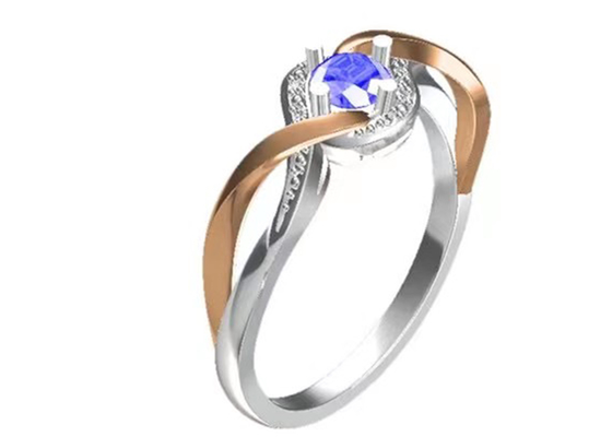 Tanzanite Jewelry 14K Solid Gold JewelleryのクロスオーバーBands RD6.4MM Main Stone