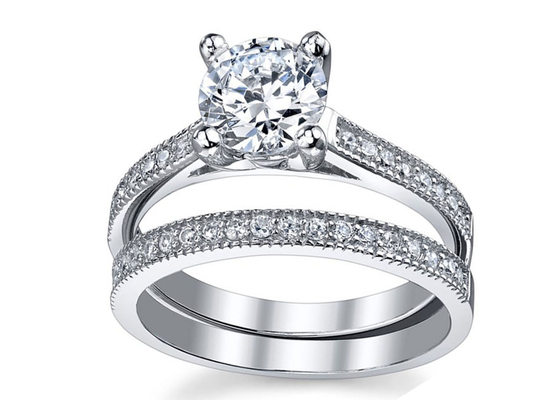 円形Cut 1.25のCarat Diamond Ring、18K White Gold Ring Set For Wedding