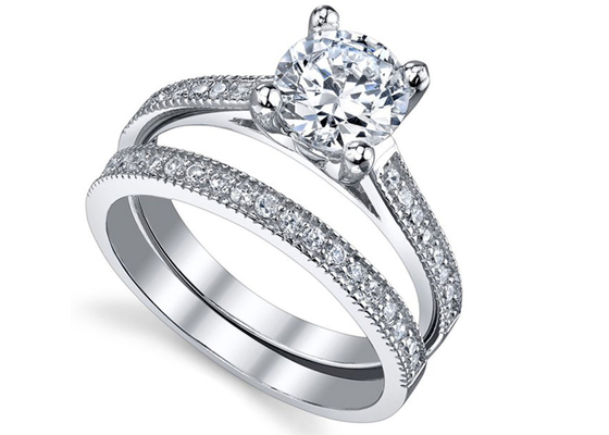 円形Cut 1.25のCarat Diamond Ring、18K White Gold Ring Set For Wedding