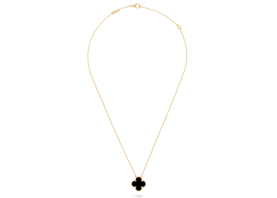 黒いOnyx 18k Solid Gold Necklace 10mm Size Prong Setting Type