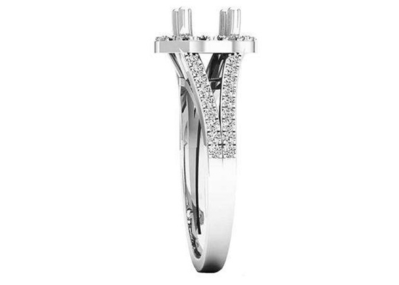 Typeを置いている0.9ct Oval Semi Mount Jewelry Ring18K White Gold Material Prong