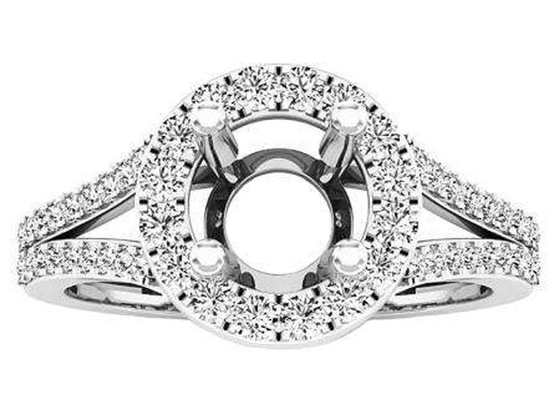 Typeを置いている0.9ct Oval Semi Mount Jewelry Ring18K White Gold Material Prong