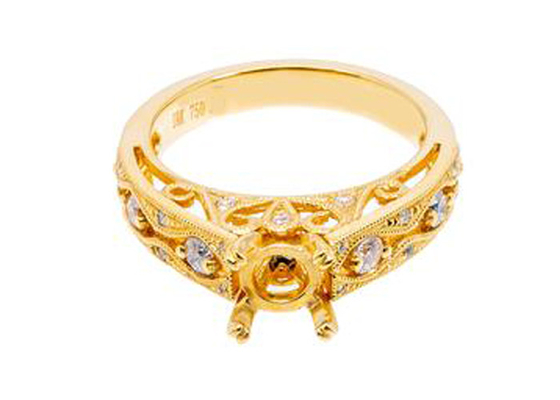 6pcs 0.07ct Diamond Semi Mount Jewelryリング18K Yellow Gold Material