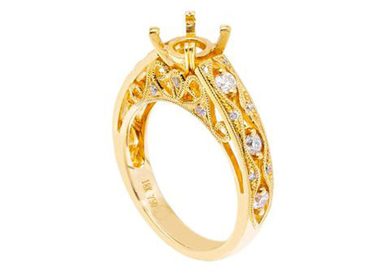 6pcs 0.07ct Diamond Semi Mount Jewelryリング18K Yellow Gold Material