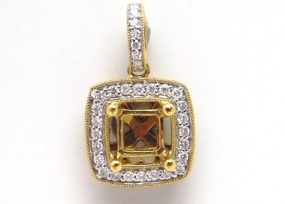 18K Yellow Gold Semi Mount Jewelry Pendant Vs1 Diamondの0.43 Carat （Ctw）