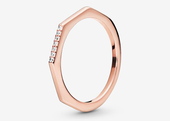 多面的なローズGold Clickerの実質のダイヤモンドの婚約指輪1.2mm×8mm Dimension