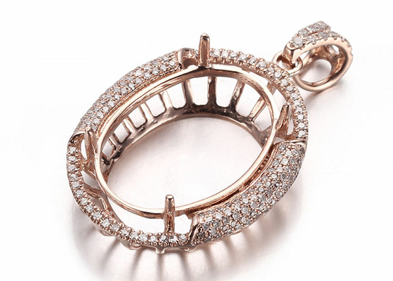 楕円形のShape Semi Mount Jewelry Pendant 10×14mm 2.7g Weight Prong Setting Type