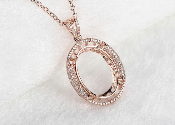 楕円形のShape Semi Mount Jewelry Pendant 10×14mm 2.7g Weight Prong Setting Type