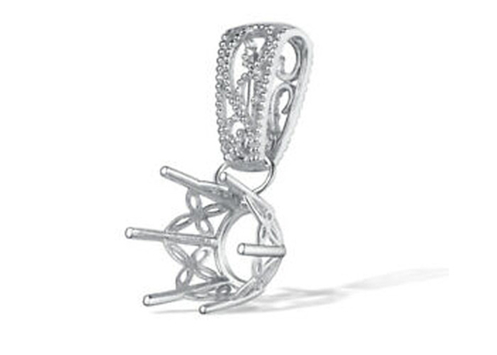 2.3g Semi Mount Pendant Settings、18k White Gold Diamond Pendant 4pcs 0.1ct