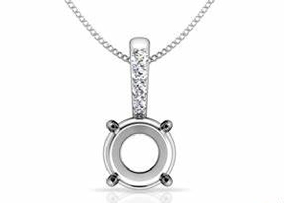 2.3g Semi Mount Pendant Settings、18k White Gold Diamond Pendant 4pcs 0.1ct