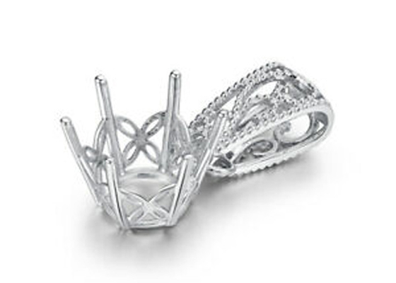 2.3g Semi Mount Pendant Settings、18k White Gold Diamond Pendant 4pcs 0.1ct